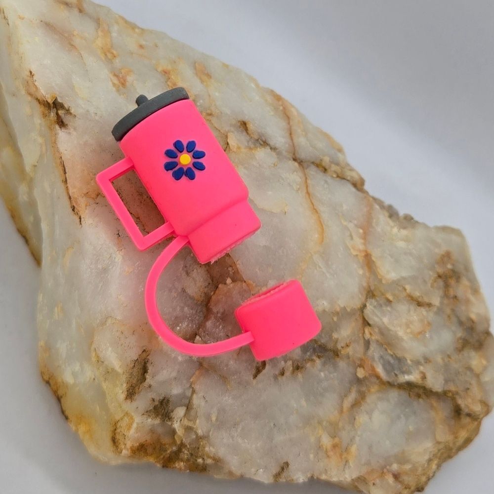 Stanley Hot Pink Mini Tumbler Straw Topper | Yeti Silicone Straw Cover Cap NWT